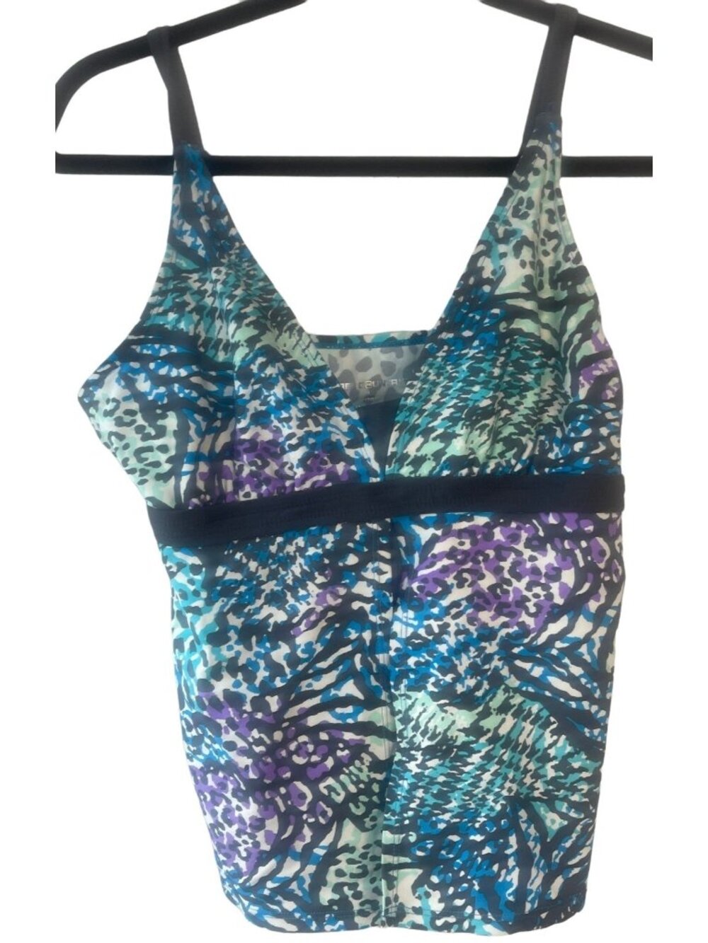 Free Country swimsuit top black blue purple white green elastic waist READ
